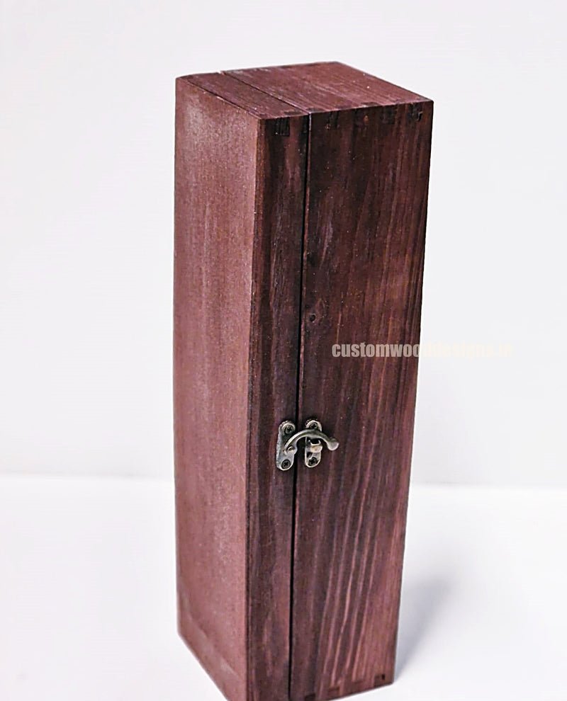 Load image into Gallery viewer, Hinged Lid 1 Bottle Box - Burgundy x25 Custom Wood Designs __label: Multibuy Bottle Box Bottle Boxes gift box Gift Boxes Single bottle box wooden Box default-title-hinged-lid-1-bottle-box-burgundy-x25-53613552107863
