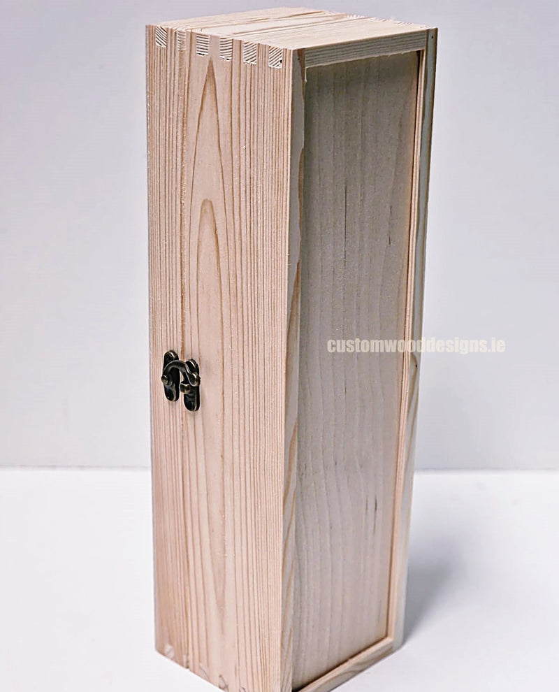 Load image into Gallery viewer, Hinged Lid 1 Bottle Box - Natural x25 Custom Wood Designs __label: Multibuy Bottle Box Bottle Boxes gift box Gift Boxes Single bottle box wooden Box default-title-hinged-lid-1-bottle-box-natural-x25-52627183698263
