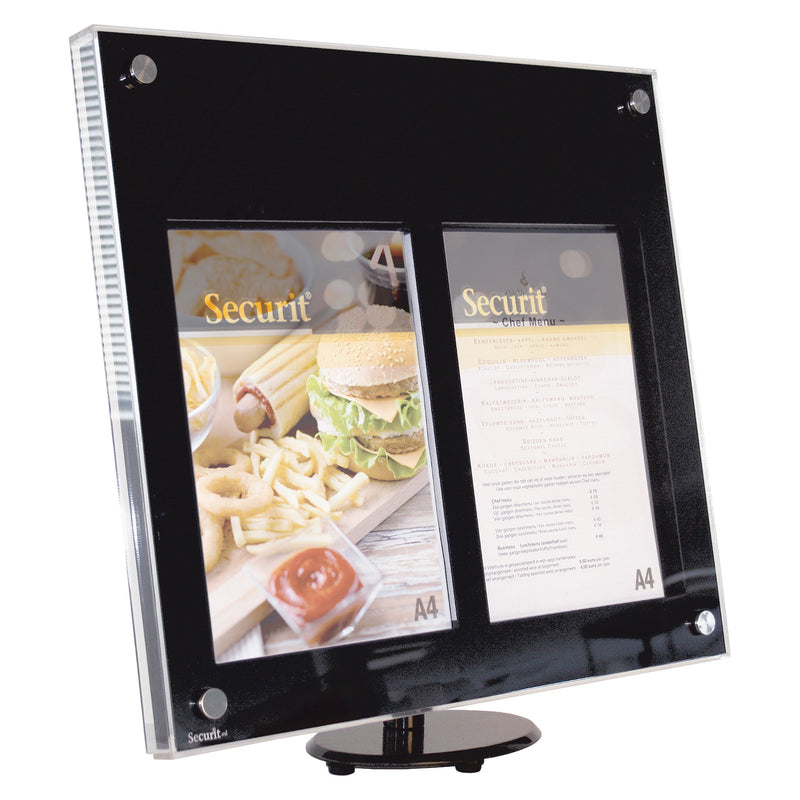 Load image into Gallery viewer, Securit Information Display Set - Acrylic 2A4 LED Black - Display + Pole &amp; Base + Battery
