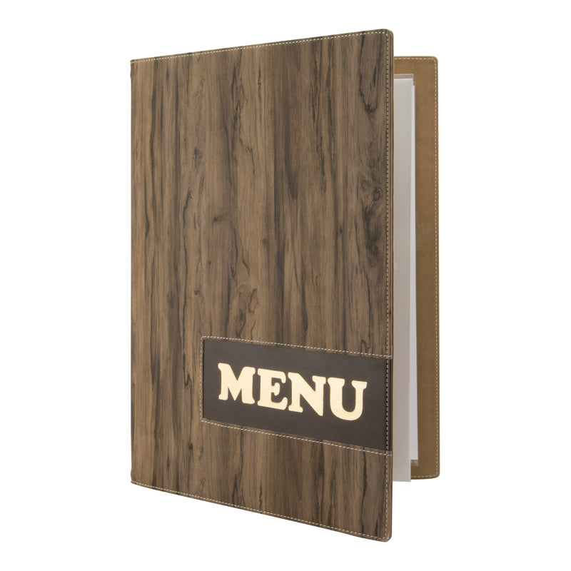 Load image into Gallery viewer, Leather style menu holder A4 pack of 10 Custom Wood Designs __label: Multibuy default-title-leather-style-menu-holder-a4-pack-of-10-53613299335511
