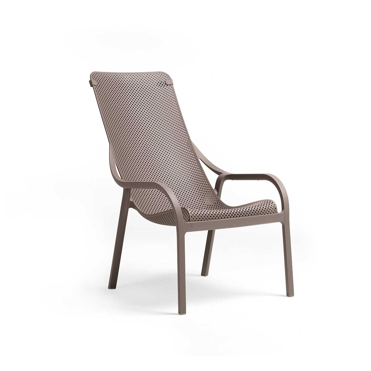 Modern Nardi Net Lounge outdoor chair with a woven design and sleek frame, perfect for stylish outdoor relaxation.