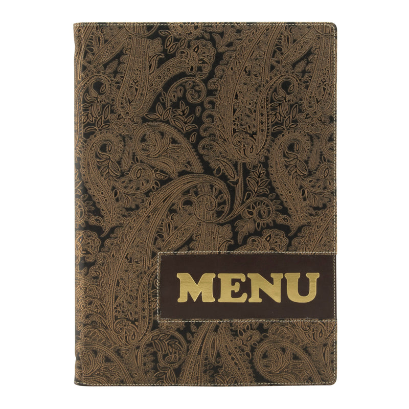 Load image into Gallery viewer, Paisley leather style 4xA4 menu holder pack of 10 Custom Wood Designs __label: Multibuy default-title-paisley-leather-style-4xa4-menu-holder-pack-of-10-53613303562583
