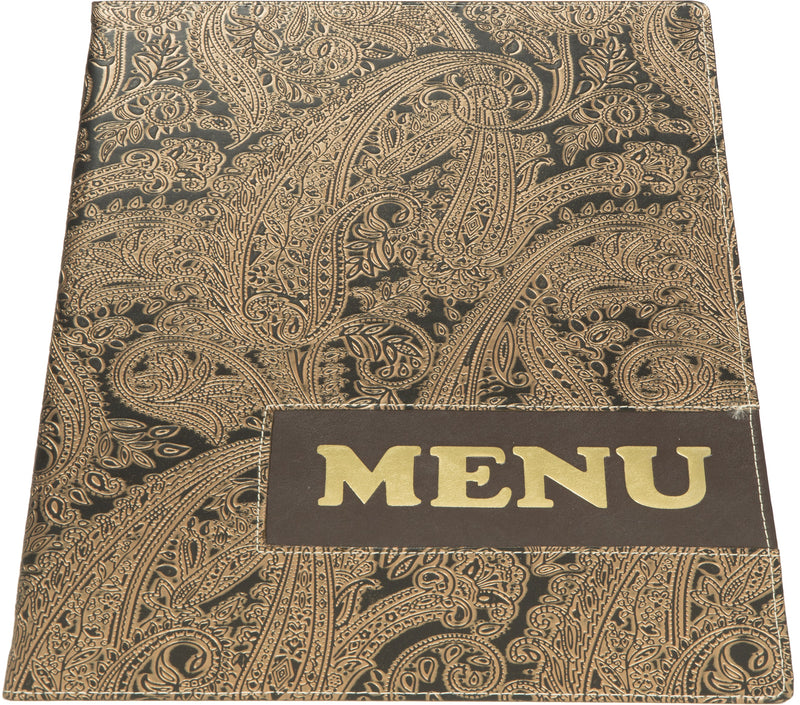 Load image into Gallery viewer, Paisley leather style 4xA4 menu holder pack of 10 Custom Wood Designs __label: Multibuy default-title-paisley-leather-style-4xa4-menu-holder-pack-of-10-53613305004375
