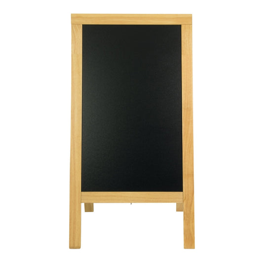Securit Chalkboard Set - Deluxe Large Rubberwood Pavement Board in Beech 135 cm - Board + Waterproof Markers + Cleaner