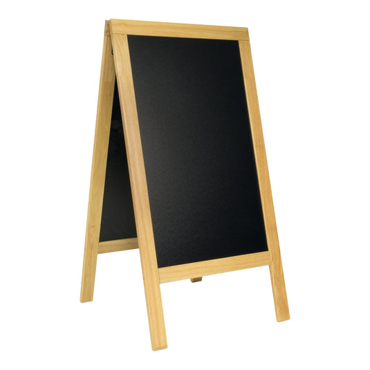 Securit Chalkboard Set - Deluxe Large Rubberwood Pavement Board in Beech 135 cm - Board + Waterproof Markers + Cleaner - in use