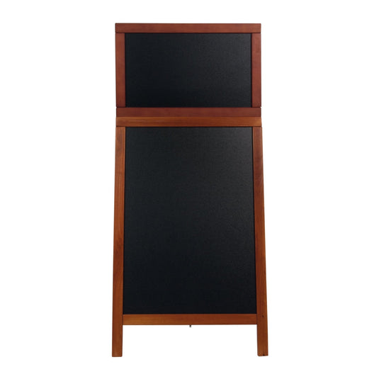 Securit Chalkboard Set - Deluxe Large Rubberwood Pavement Board in Mahogany 120 cm - Board + Waterproof Markers + Cleaner