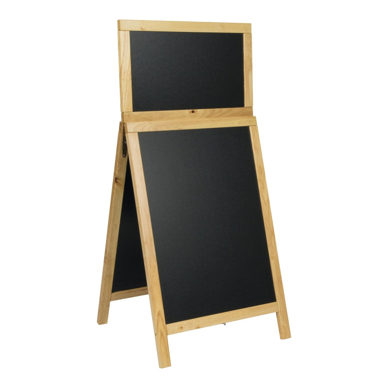 Load image into Gallery viewer, Securit Chalkboard Set - Deluxe Large Rubberwood Pavement Board in Beech 120 cm - Board + Waterproof Markers + Cleaner
