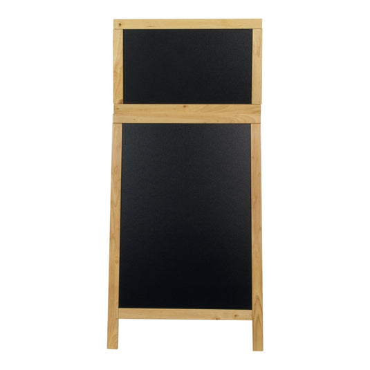 Securit Chalkboard Set - Deluxe Large Rubberwood Pavement Board in Beech 120 cm - Board + Waterproof Markers + Cleaner