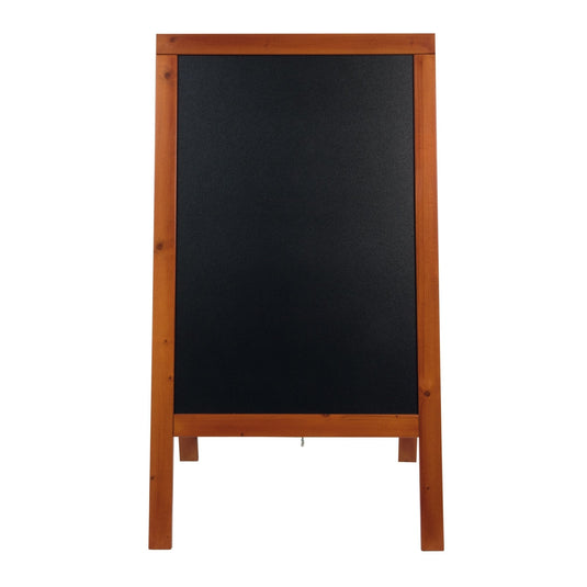 Securit Lit Pavement Sign Set - Woody Large Pinewood Pavement Board in Mahogany 120 cm - Board + LED Lamp + Wind Stopper + Markers