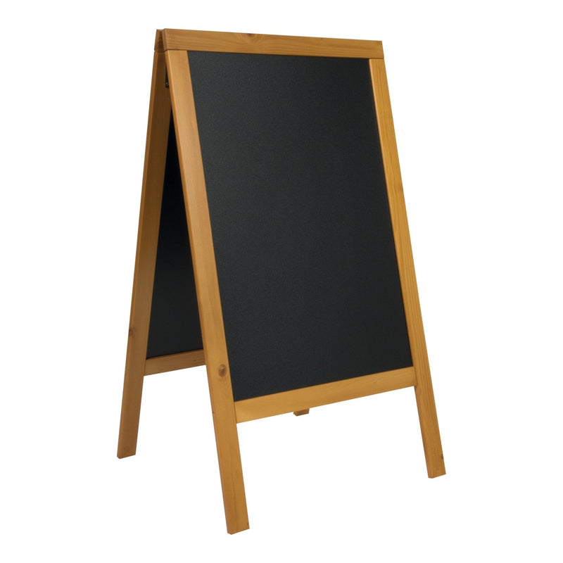 Load image into Gallery viewer, Securit Chalkboard Set - Woody Large Pinewood Pavement Board in Teak 120 cm - Board + Waterproof Markers + Cleaner
