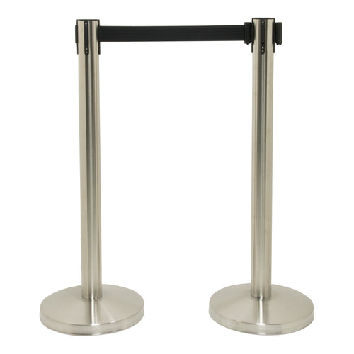 Retractable stainless steel barrier system with 4 poles Custom Wood Designs default-title-retractable-stainless-steel-barrier-system-with-4-poles-53613652017495