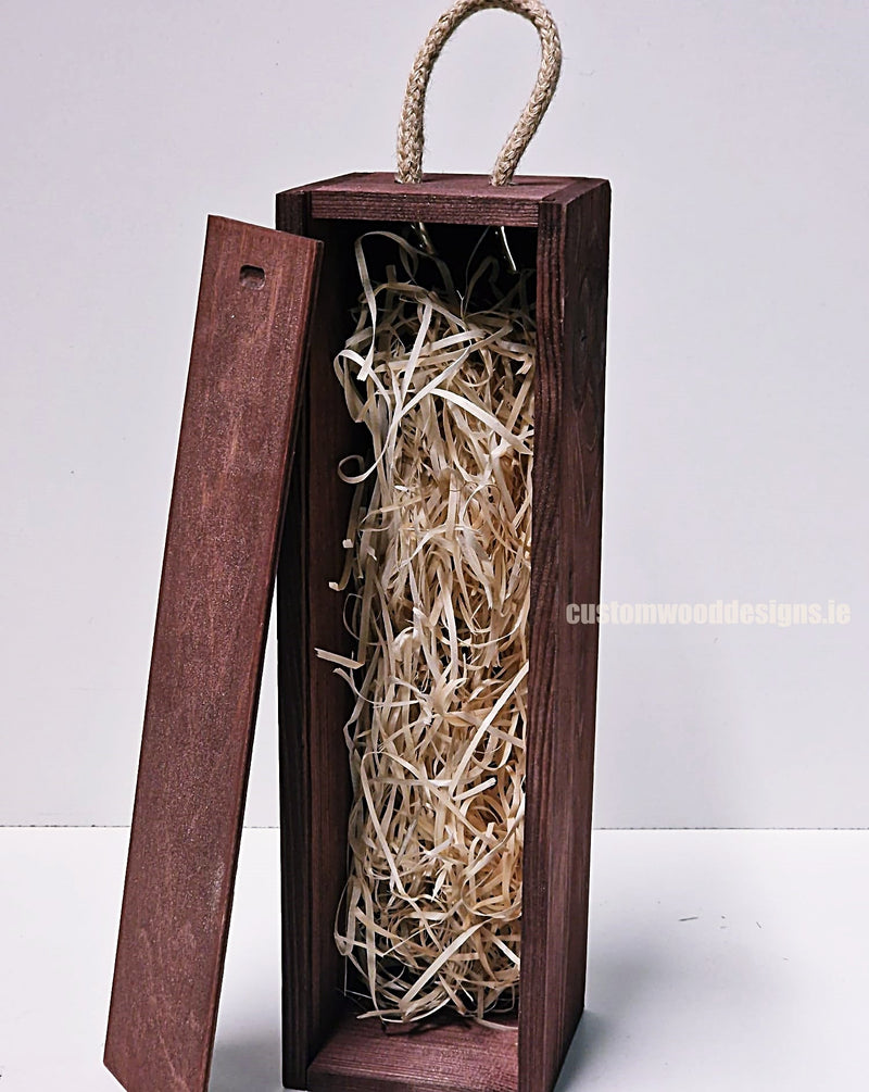 Load image into Gallery viewer, Sliding Lid Bottle Box - Single Burgundy x25 Custom Wood Designs __label: Multibuy gift box Gift Boxes wooden Box default-title-sliding-lid-bottle-box-single-burgundy-x25-53613482049879
