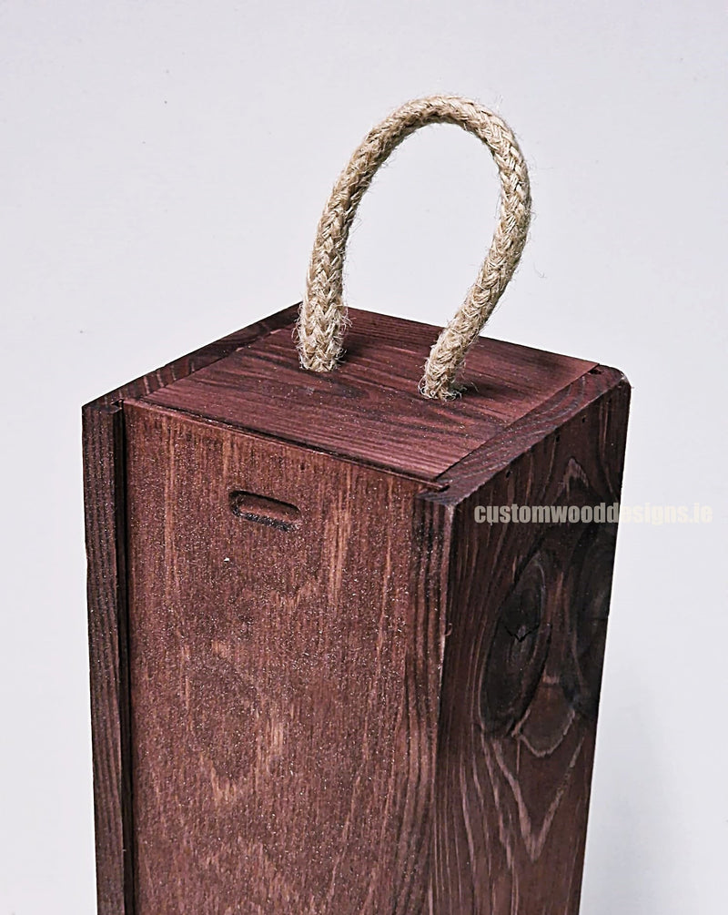 Load image into Gallery viewer, Sliding Lid Bottle Box - Single Burgundy x25 Custom Wood Designs __label: Multibuy gift box Gift Boxes wooden Box default-title-sliding-lid-bottle-box-single-burgundy-x25-53613483458903
