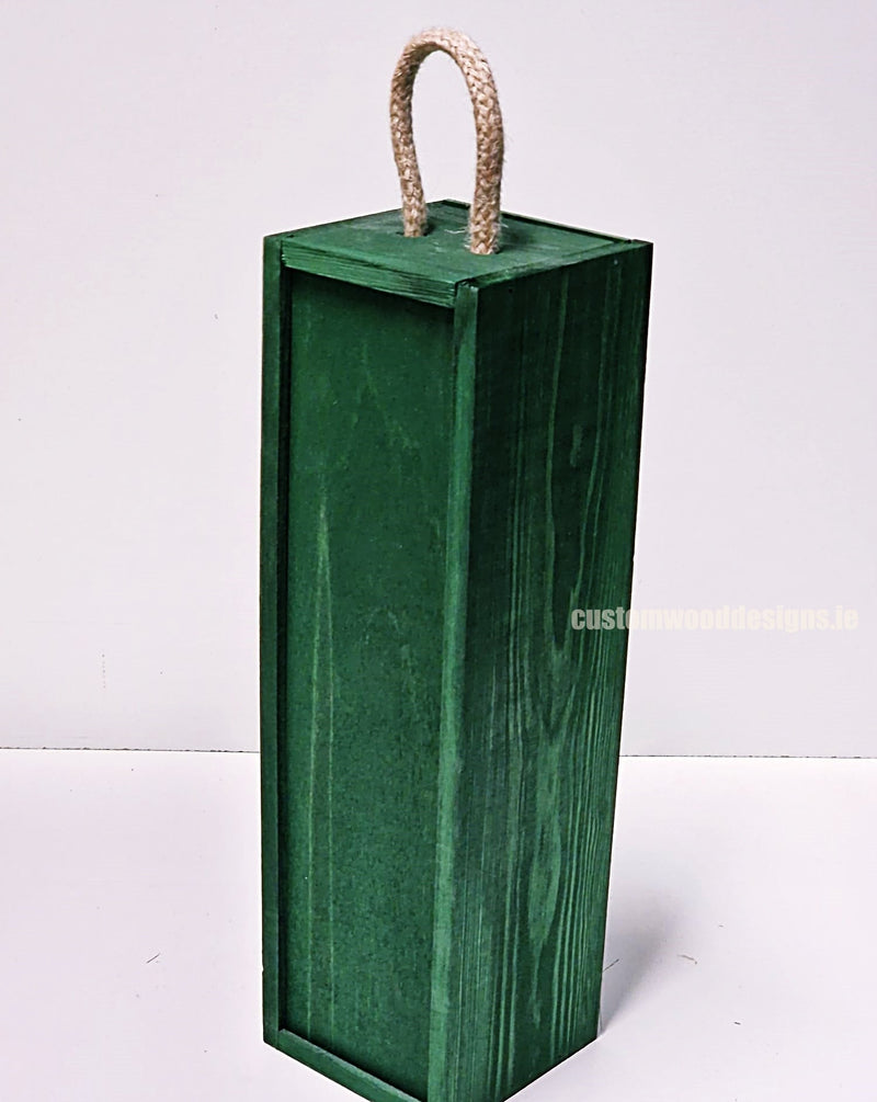 Load image into Gallery viewer, Sliding Lid Bottle Box - Single Green x25 Custom Wood Designs __label: Multibuy Bottle Box Bottle Boxes gift box Gift Boxes Single bottle box wooden Box default-title-sliding-lid-bottle-box-single-green-x25-53613486997847
