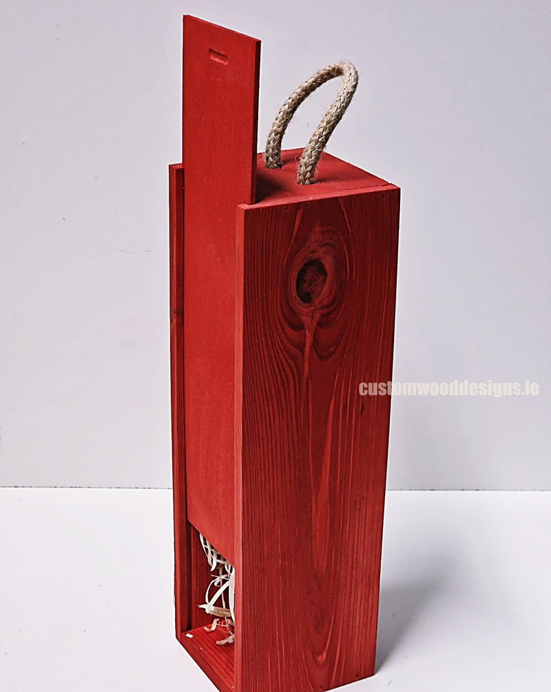 Load image into Gallery viewer, Sliding Lid Bottle Box - Single Red x25 Custom Wood Designs __label: Multibuy Bottle Box Bottle Boxes gift box Gift Boxes Single bottle box wooden Box default-title-sliding-lid-bottle-box-single-red-x25-52616567914839
