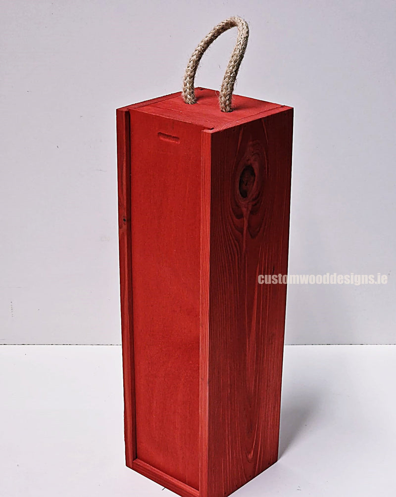 Load image into Gallery viewer, Sliding Lid Bottle Box - Single Red x25 Custom Wood Designs __label: Multibuy Bottle Box Bottle Boxes gift box Gift Boxes Single bottle box wooden Box default-title-sliding-lid-bottle-box-single-red-x25-53613491880279
