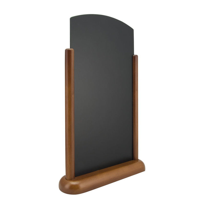Load image into Gallery viewer, Securit Table Chalkboard Set - Elegant Top A4 Dark Brown (Pack of 6) - Boards + 3 Extra Inserts + White Markers - in use
