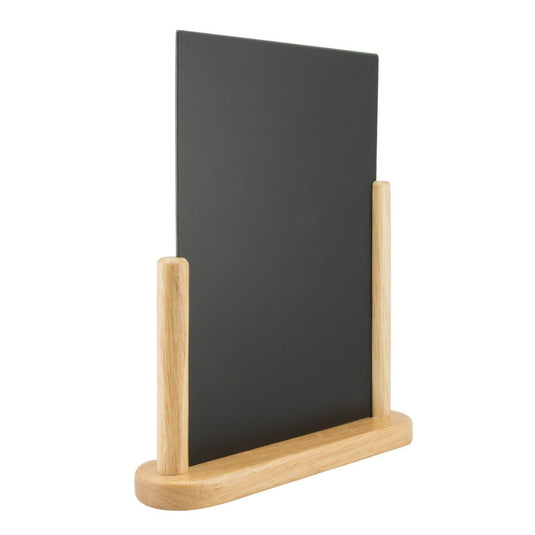 Securit Table Chalkboard Set - Elegant A4 Beech (Pack of 6) - Boards + 3 Extra Inserts + White Markers - in use