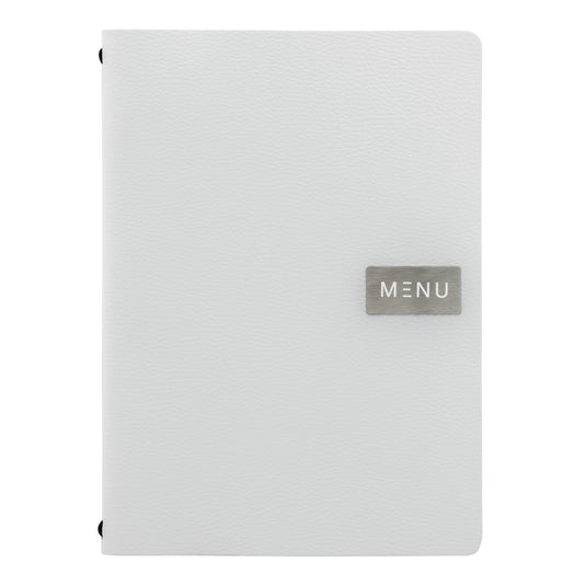 White A4 leather menu pack of 10 Custom Wood Designs __label: Multibuy default-title-white-a4-leather-menu-pack-of-10-53613244252503