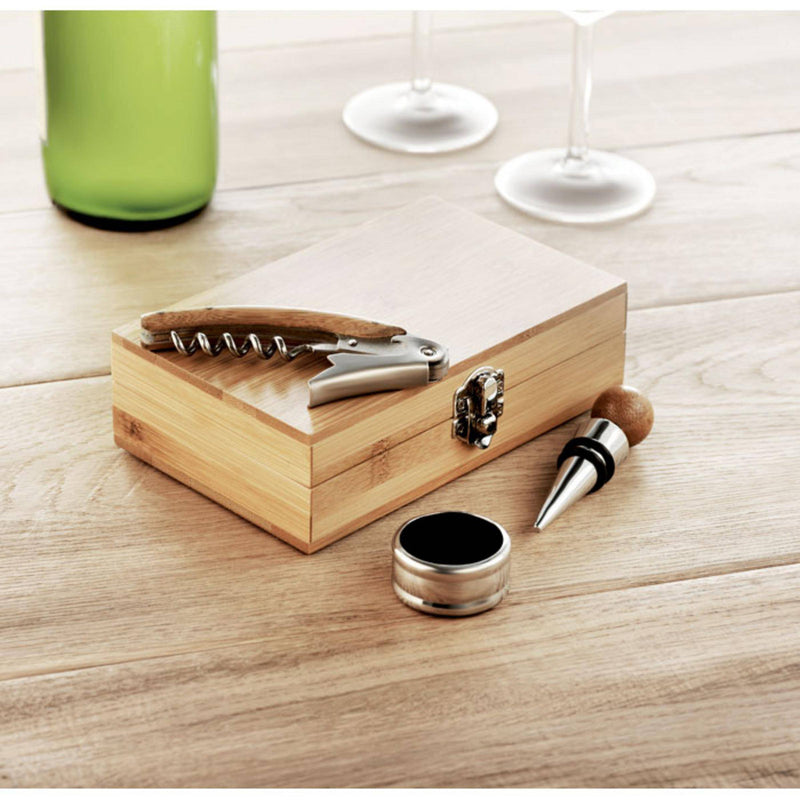 Load image into Gallery viewer, Wine Set with bamboo box pack of 25 Custom Wood Designs __label: Multibuy default-title-wine-set-with-bamboo-box-pack-of-25-56107623842135
