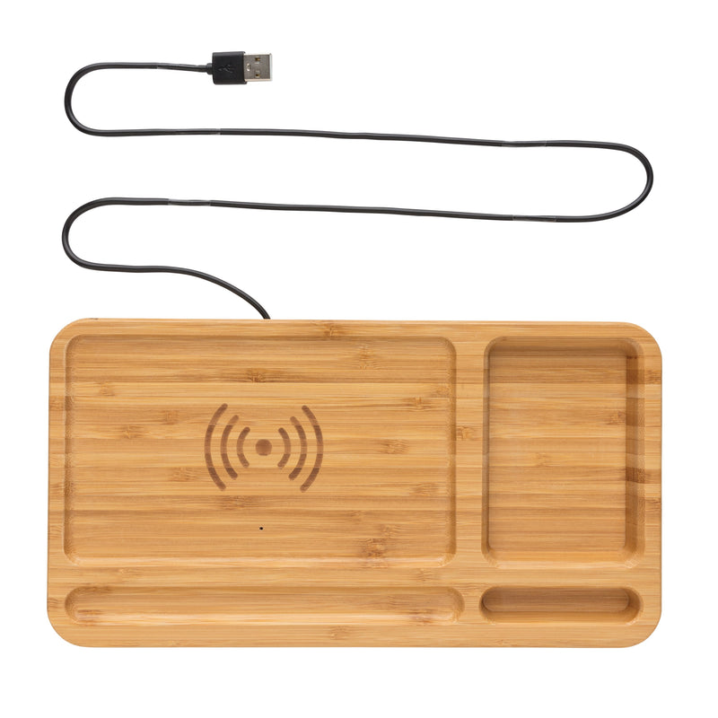 Load image into Gallery viewer, Wooden bamboo desk organiser 10W wireless charger pack of 25 Custom Wood Designs __label: Multibuy default-title-wooden-bamboo-desk-organiser-10w-wireless-charger-pack-of-25-53613173702999

