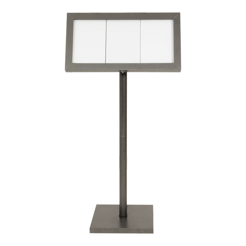 Load image into Gallery viewer, Securit Information Display Set - Coated Steel Gun Grey 3A4 LED - Display + Pole &amp; Base + Battery - in use
