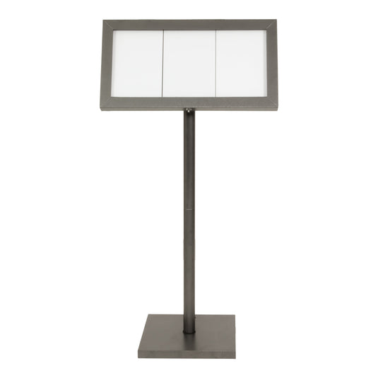Securit Information Display Set - Coated Steel Gun Grey 3A4 LED - Display + Pole & Base + Battery