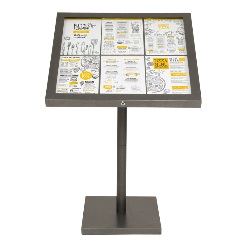 Load image into Gallery viewer, Securit Information Display Set - Coated Steel Gun Grey 6A4 LED - Display + Pole &amp; Base + Battery
