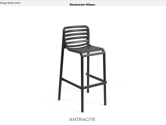 Doga High Stool 75cm - Custom Wood DesignsNardi Doga high outdoor stool in antracite, 75cm height, suitable for patio or restaurant seating in IrelandNardi Outdoor High Stool24575201478615Antracite