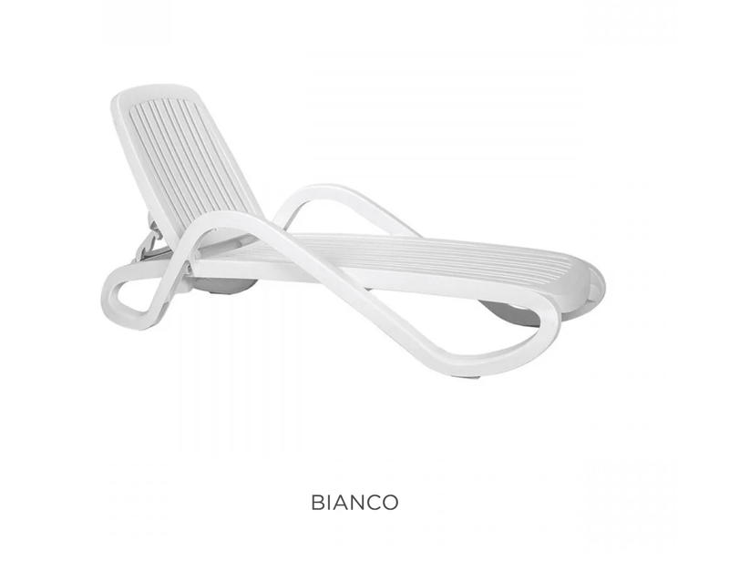 Load image into Gallery viewer, Eden Sun Lounger Stackable Outdoor Recliner with Armrests &amp; Wheels - Custom Wood DesignsNardi Eden stackable outdoor sun lounger with armrests and wheels, ideal for poolside with a sleek, modern design.Sunlounger24575214057847Bianco
