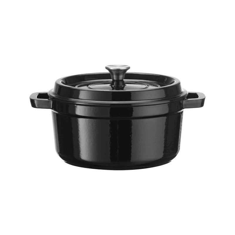 Load image into Gallery viewer, Enamelled cast iron casserole - singleportion / appetizer, black, 120mm - Custom Wood DesignsBlack enamelled cast iron casserole pot by Fine Dine, 120mm, perfect for single portions or appetizers.cast iron pot626931
