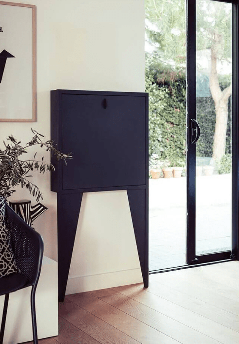 Load image into Gallery viewer, Wall-mounted Fermob Face à Face writing desk with sleek wooden surface and metal frame, designed for space-saving home office use.
