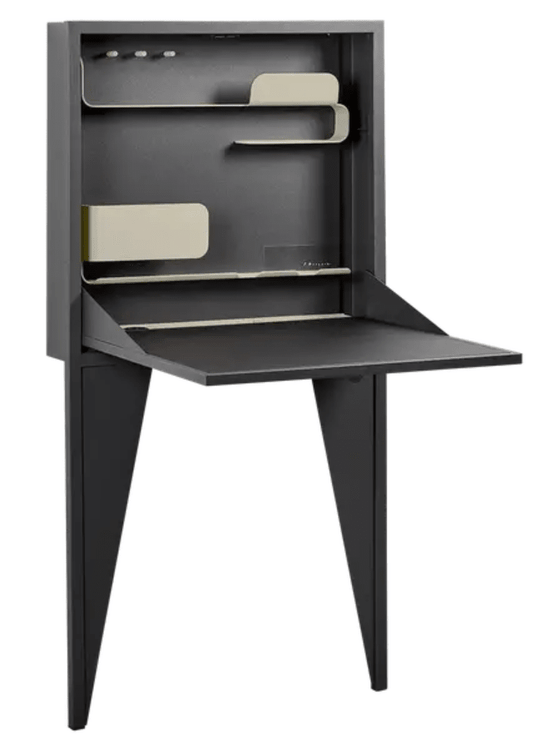 Wall-mounted Face à Face Fermob writing desk with sleek design and wood surface, ideal for compact home or office spaces.
