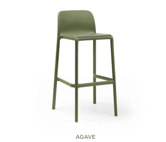 Faro Bar Stool by Nardi - Custom Wood DesignsNardi Faro high stackable bar stool with agave-colored seat and black metal legs, suitable for outdoor patio use.Nardi High Stool Stackable24575204610103Agave