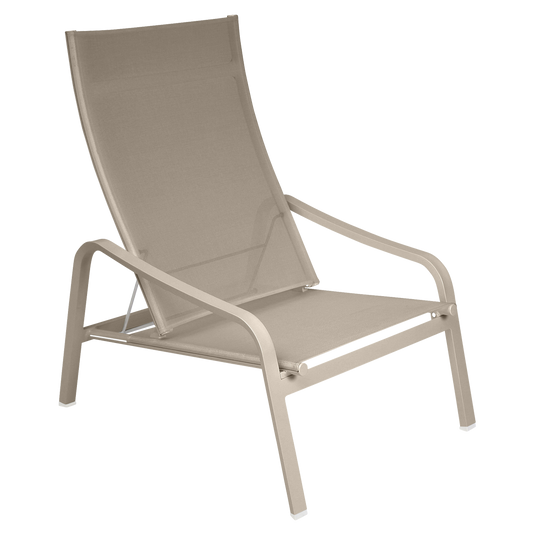 Fermob Alizé Low Armchair in Nutmeg – outdoor lounge armchair in aluminium