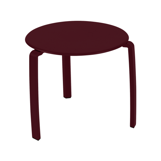 Fermob Alizé Low Table Ø48 cm in Black Cherry – round outdoor side table in aluminium