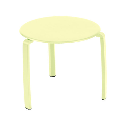 Fermob Alizé Low Table Ø48 cm in Frosted Lemon – round outdoor side table in aluminium
