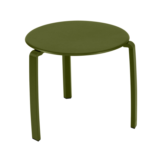 Fermob Alizé Low Table Ø48 cm in Pesto Green – round outdoor side table in aluminium