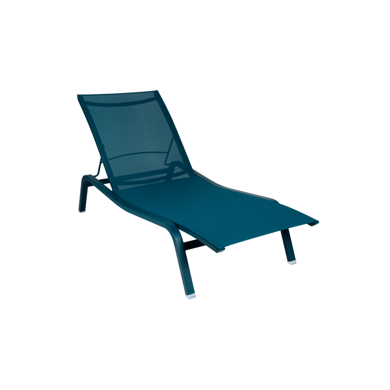 Load image into Gallery viewer, Fermob Alizé XS Sun Lounger in Stereo Acapulco Blue – compact sun lounger in aluminium
