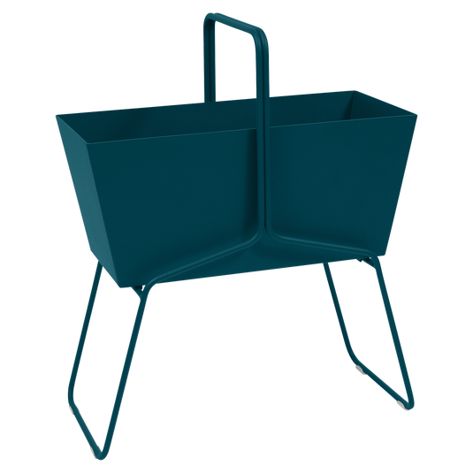 Fermob Basket High Planter in Acapulco Blue – raised garden planter in powder-coated steel