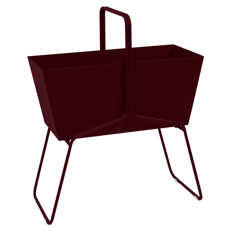 Load image into Gallery viewer, Fermob Basket High Planter in Black Cherry – raised garden planter in powder-coated steel
