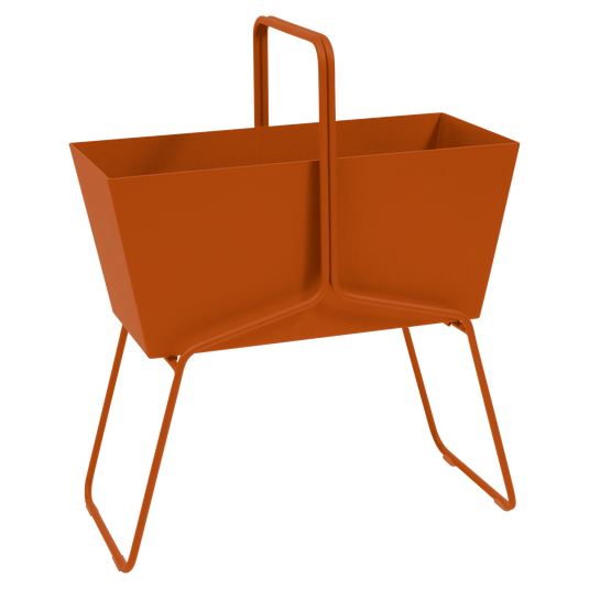 Fermob Basket High Planter in Candied Orange – raised garden planter in powder-coated steel