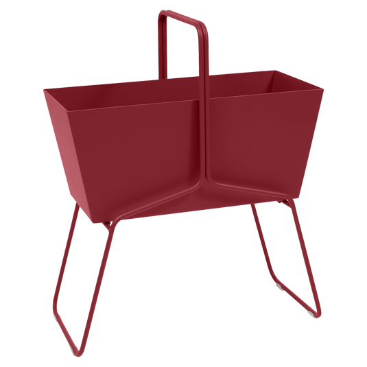 Fermob Basket High Planter in Chilli – raised garden planter in powder-coated steel