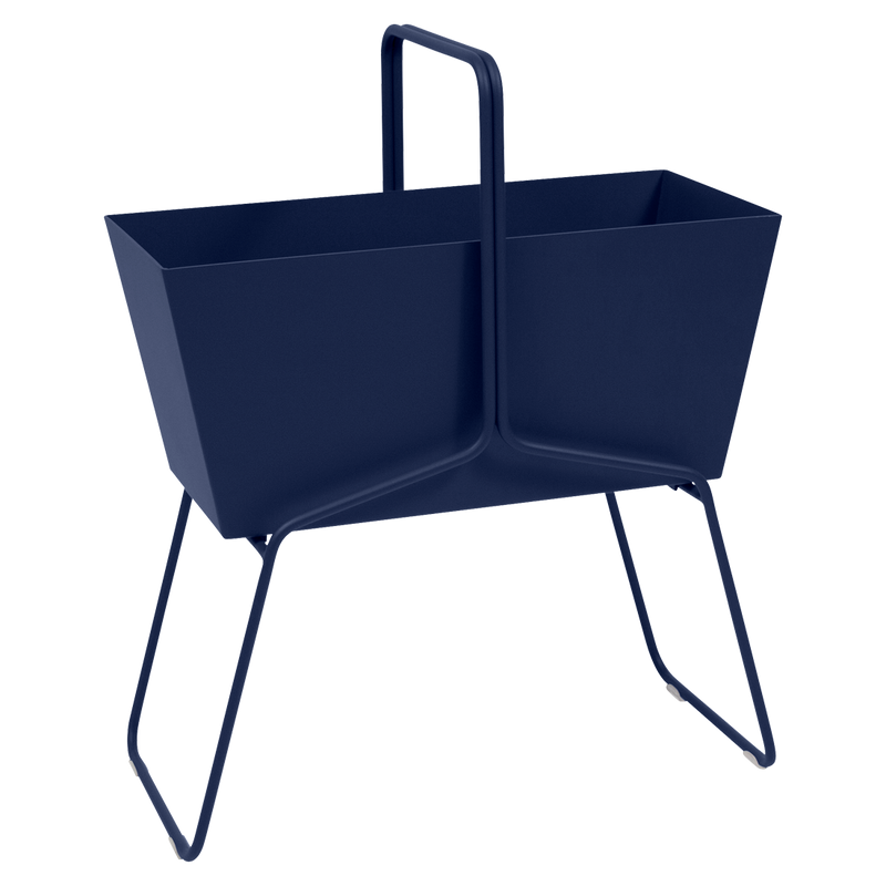 Load image into Gallery viewer, Fermob Basket High Planter in Deep Blue – raised garden planter in powder-coated steel
