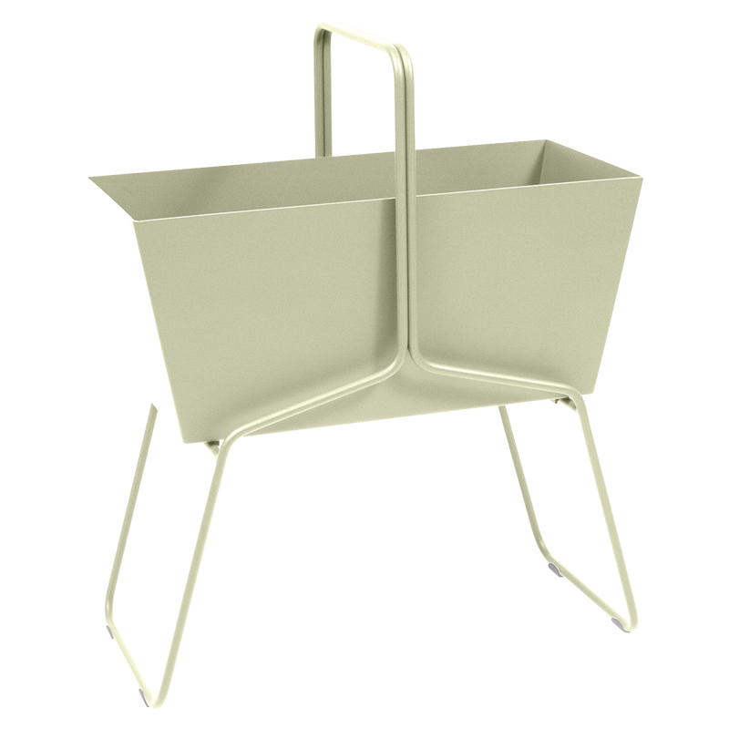 Load image into Gallery viewer, Fermob Basket High Planter in Willow Green – raised garden planter in powder-coated steel
