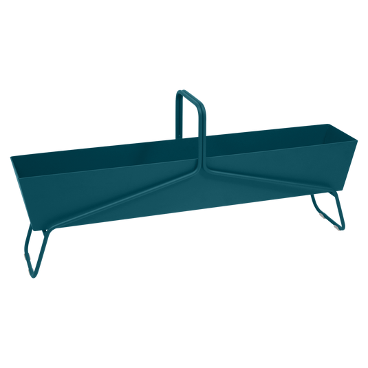 Fermob Basket Long Planter in Acapulco Blue – long garden planter in powder-coated steel