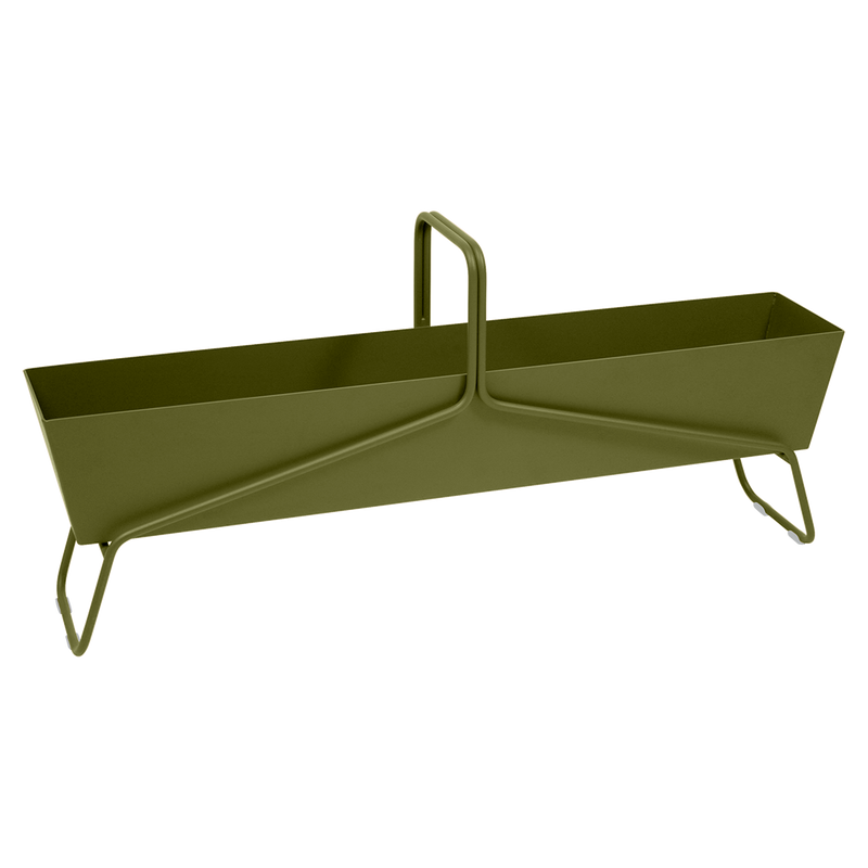 Load image into Gallery viewer, Fermob Basket Long Planter in Pesto Green – long garden planter in powder-coated steel
