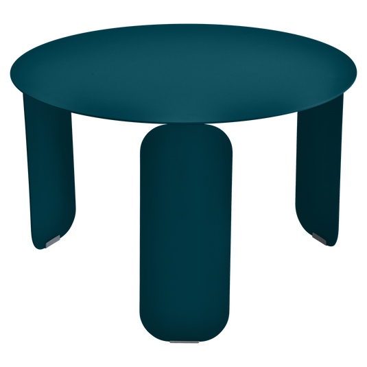 Fermob Bebop Low Table Ø60 cm in Acapulco Blue – round coffee table in powder-coated steel