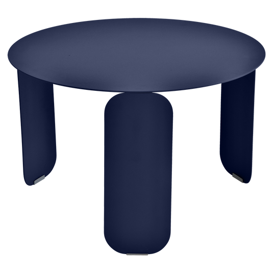 Fermob Bebop Low Table Ø60 cm in Deep Blue – round coffee table in powder-coated steel