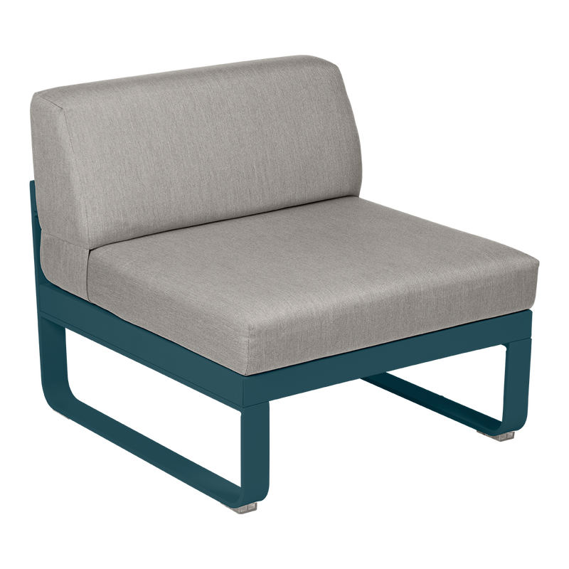 Load image into Gallery viewer, Fermob Bellevie 1-Seater Central Module – Acapulco Blue frame with Grey Taupe fabric cushions
